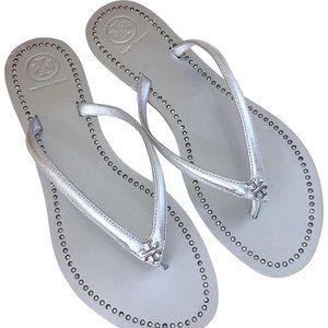 Tory Burch Liana Metallic Thong Sandal Silver NEW